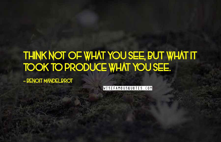 Benoit Mandelbrot Quotes: Think not of what you see, but what it took to produce what you see.