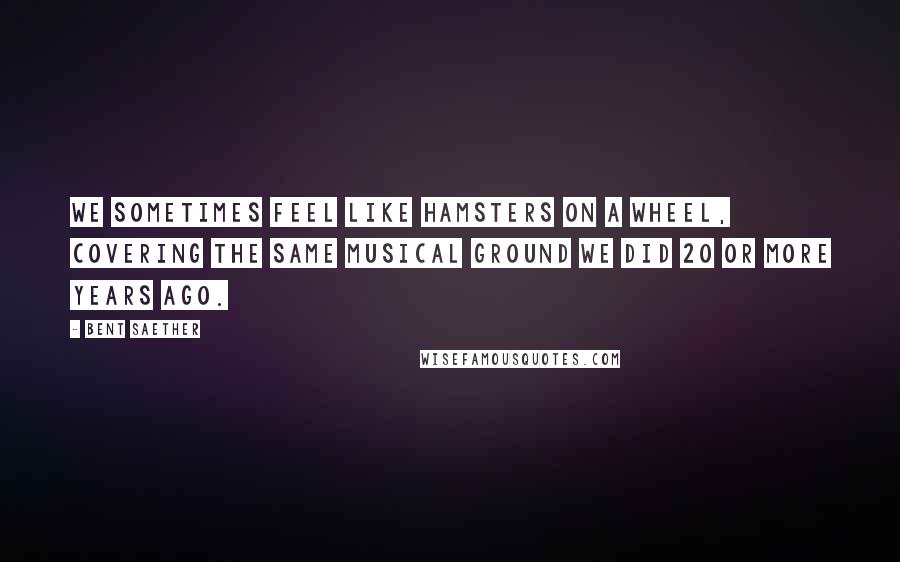 Bent Saether Quotes: We sometimes feel like hamsters on a wheel, covering the same musical ground we did 20 or more years ago.