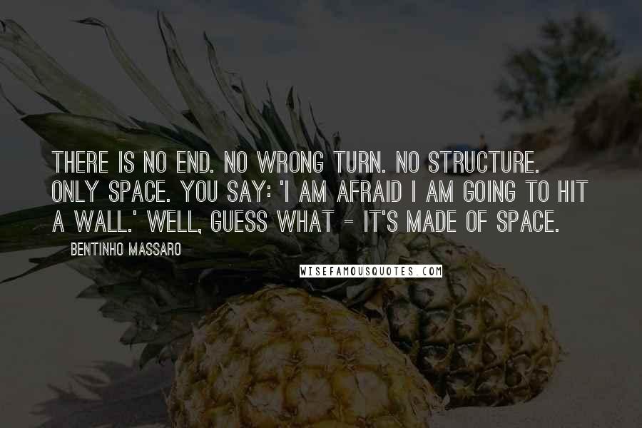 Bentinho Massaro Quotes: There is no end. No wrong turn. No structure. Only space. You say: 'I am afraid I am going to hit a wall.' Well, guess what - it's made of space.