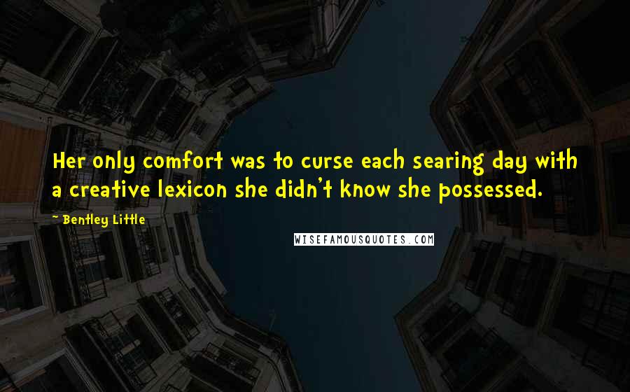 Bentley Little Quotes: Her only comfort was to curse each searing day with a creative lexicon she didn't know she possessed.