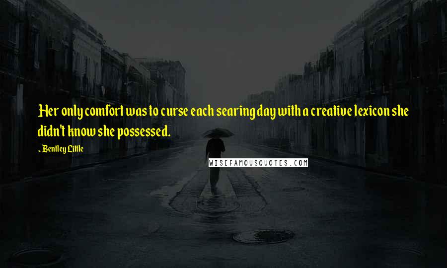 Bentley Little Quotes: Her only comfort was to curse each searing day with a creative lexicon she didn't know she possessed.