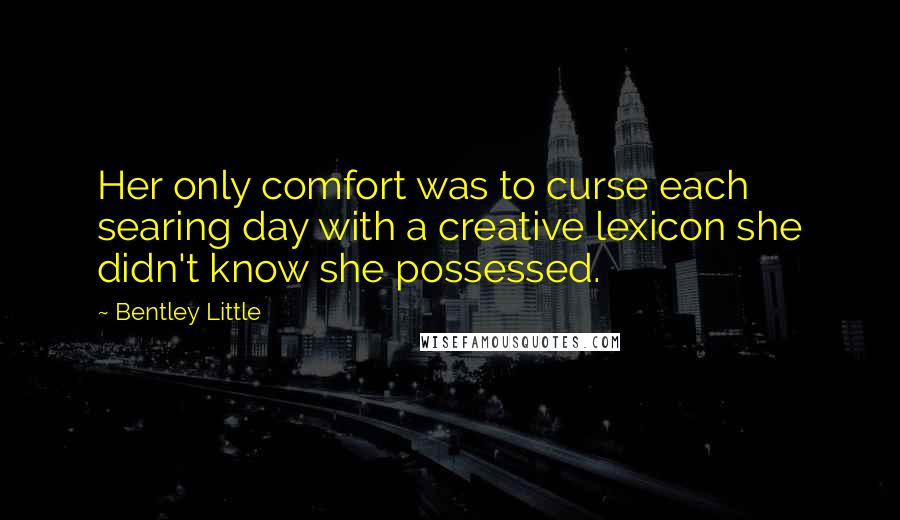 Bentley Little Quotes: Her only comfort was to curse each searing day with a creative lexicon she didn't know she possessed.