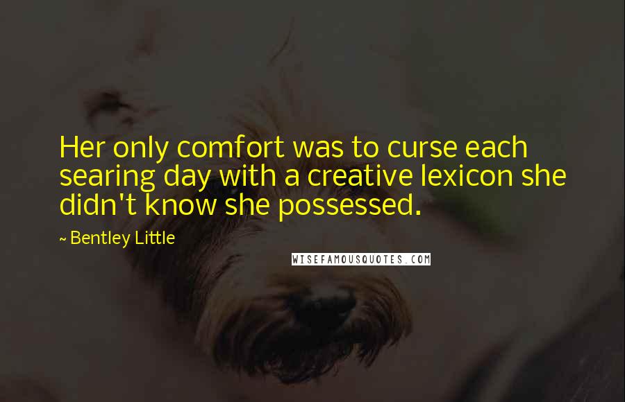 Bentley Little Quotes: Her only comfort was to curse each searing day with a creative lexicon she didn't know she possessed.