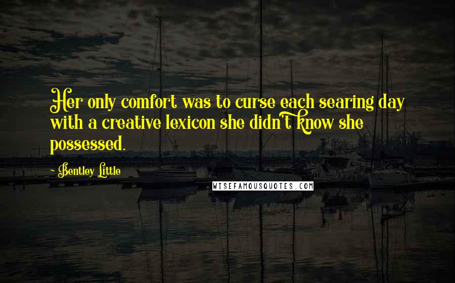 Bentley Little Quotes: Her only comfort was to curse each searing day with a creative lexicon she didn't know she possessed.