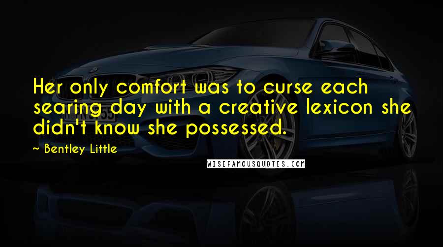 Bentley Little Quotes: Her only comfort was to curse each searing day with a creative lexicon she didn't know she possessed.