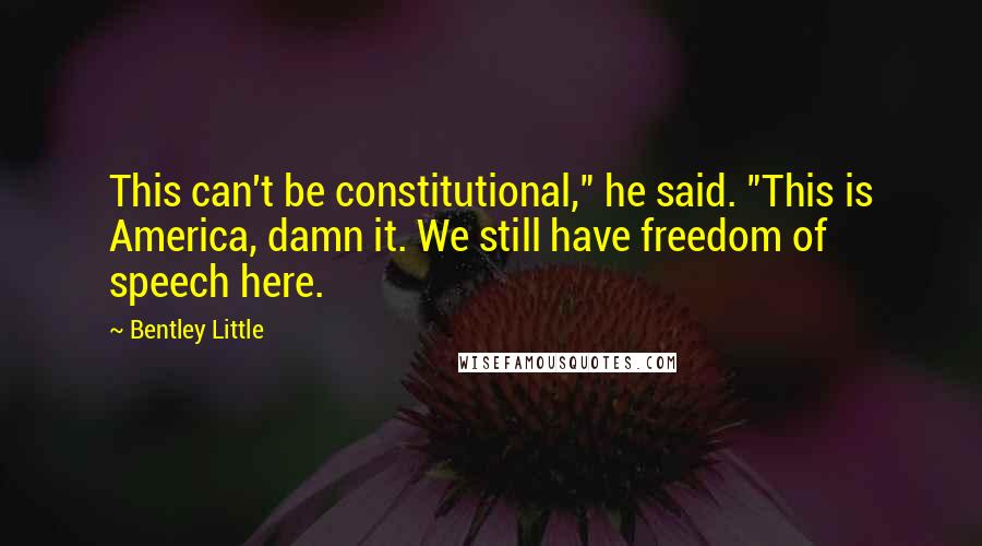 Bentley Little Quotes: This can't be constitutional," he said. "This is America, damn it. We still have freedom of speech here.