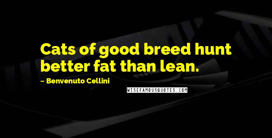 Benvenuto Cellini Quotes: Cats of good breed hunt better fat than lean.