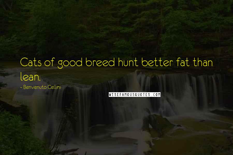 Benvenuto Cellini Quotes: Cats of good breed hunt better fat than lean.