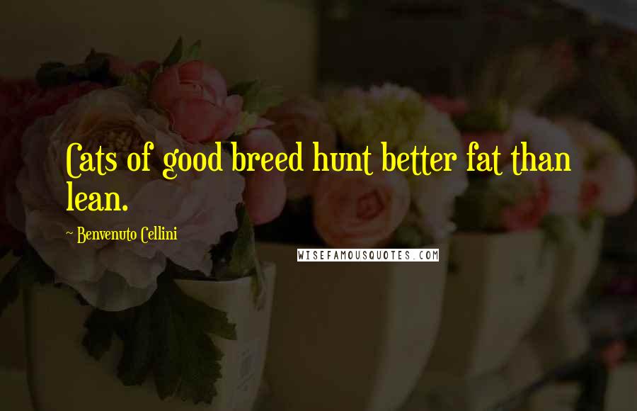 Benvenuto Cellini Quotes: Cats of good breed hunt better fat than lean.