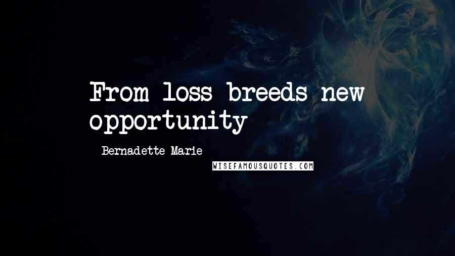 Bernadette Marie Quotes: From loss breeds new opportunity