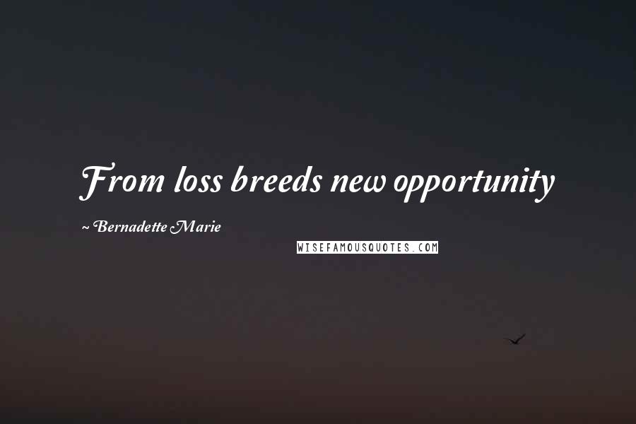 Bernadette Marie Quotes: From loss breeds new opportunity