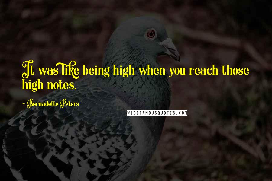 Bernadette Peters Quotes: It was like being high when you reach those high notes.