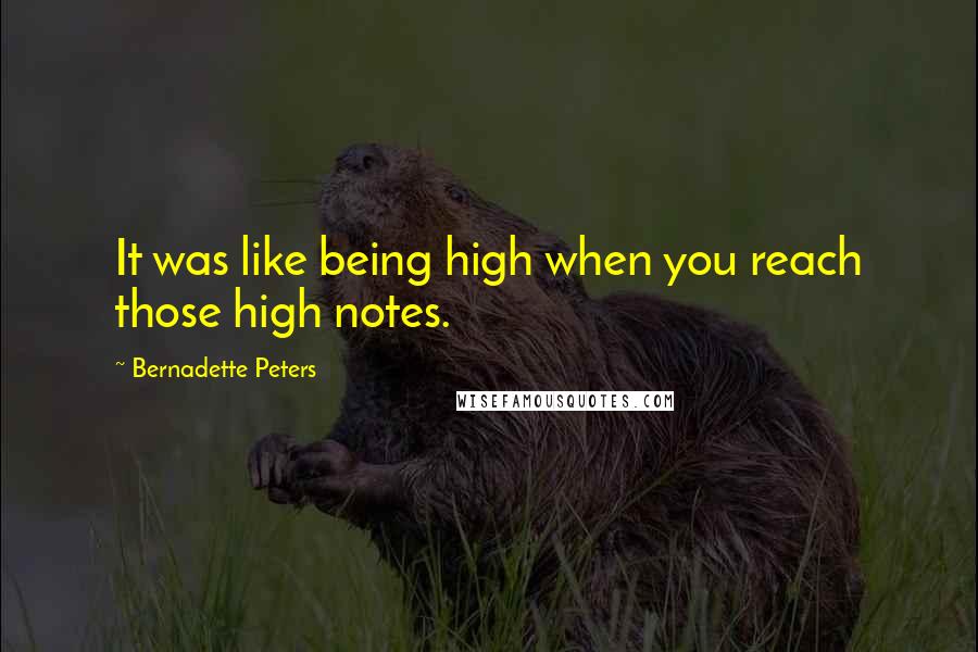 Bernadette Peters Quotes: It was like being high when you reach those high notes.