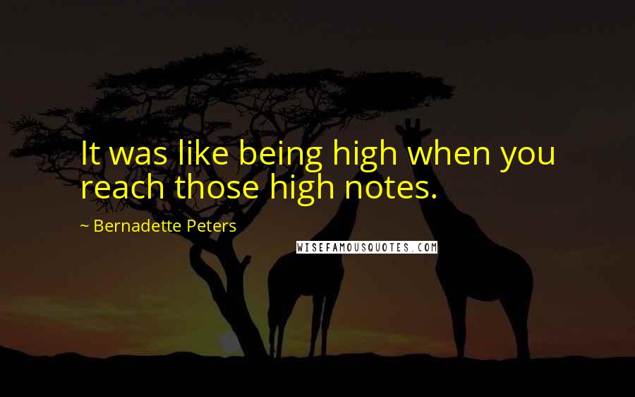 Bernadette Peters Quotes: It was like being high when you reach those high notes.