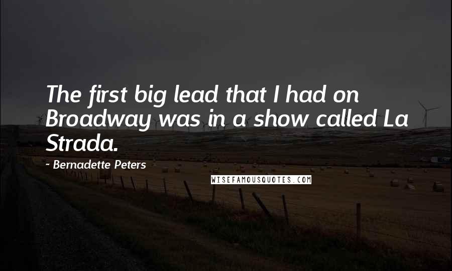 Bernadette Peters Quotes: The first big lead that I had on Broadway was in a show called La Strada.