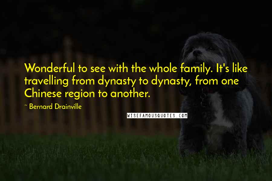 Bernard Drainville Quotes: Wonderful to see with the whole family. It's like travelling from dynasty to dynasty, from one Chinese region to another.