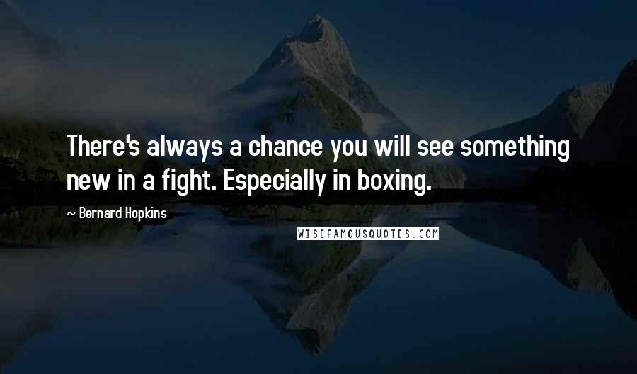 Bernard Hopkins Quotes: There's always a chance you will see something new in a fight. Especially in boxing.