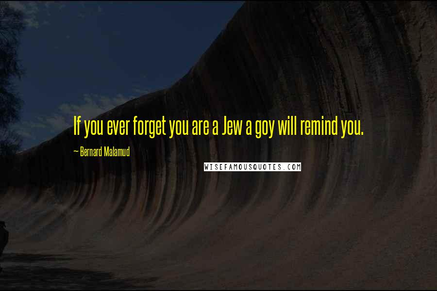 Bernard Malamud Quotes: If you ever forget you are a Jew a goy will remind you.