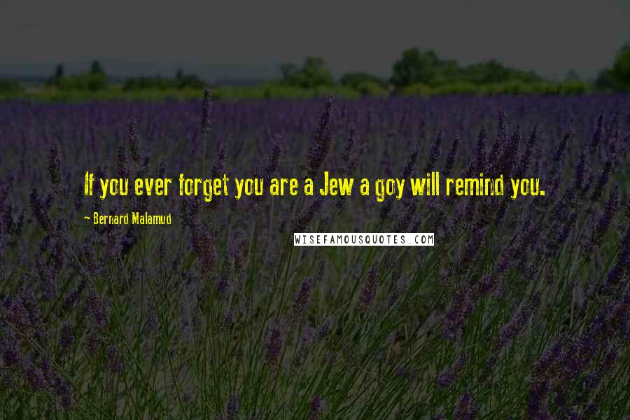 Bernard Malamud Quotes: If you ever forget you are a Jew a goy will remind you.