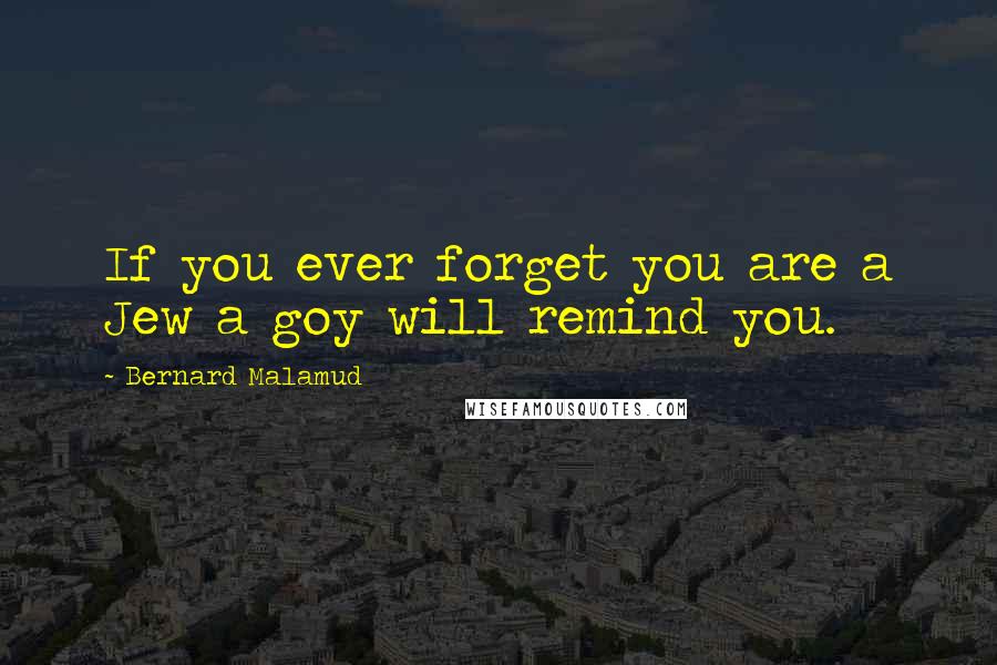 Bernard Malamud Quotes: If you ever forget you are a Jew a goy will remind you.