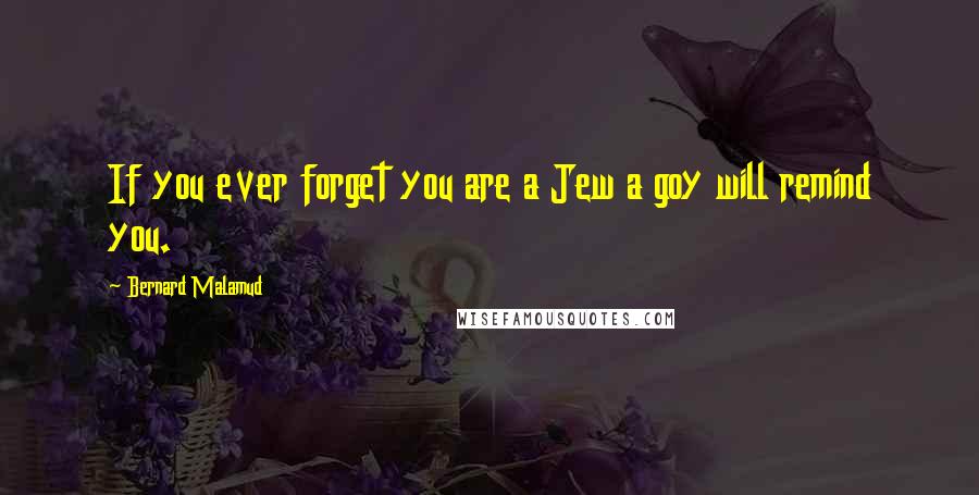 Bernard Malamud Quotes: If you ever forget you are a Jew a goy will remind you.