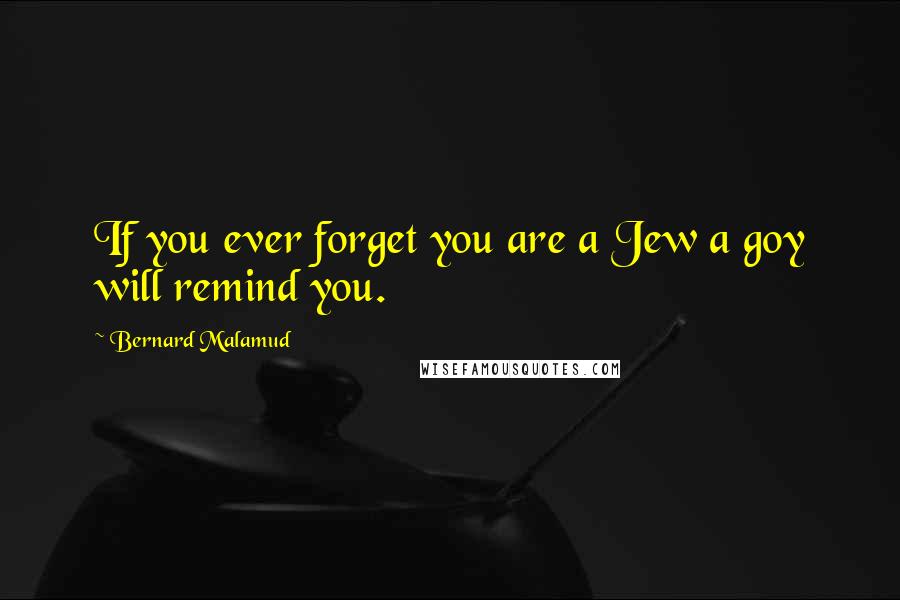Bernard Malamud Quotes: If you ever forget you are a Jew a goy will remind you.