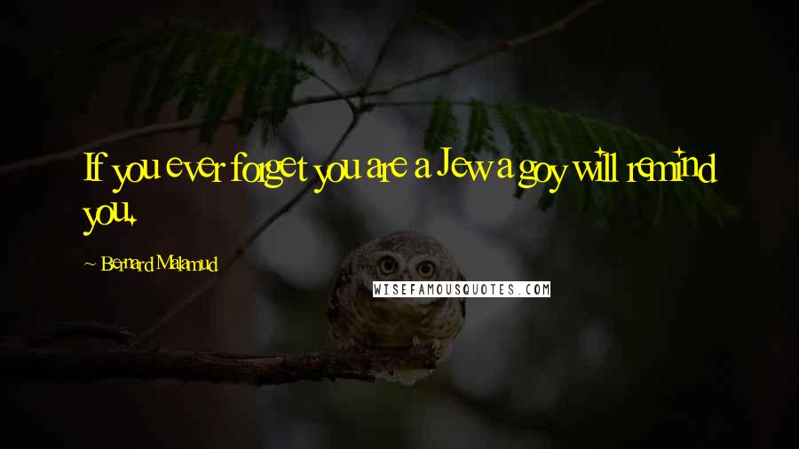 Bernard Malamud Quotes: If you ever forget you are a Jew a goy will remind you.