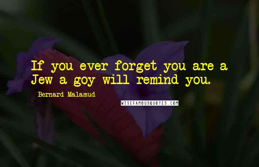 Bernard Malamud Quotes: If you ever forget you are a Jew a goy will remind you.