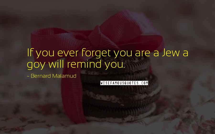 Bernard Malamud Quotes: If you ever forget you are a Jew a goy will remind you.