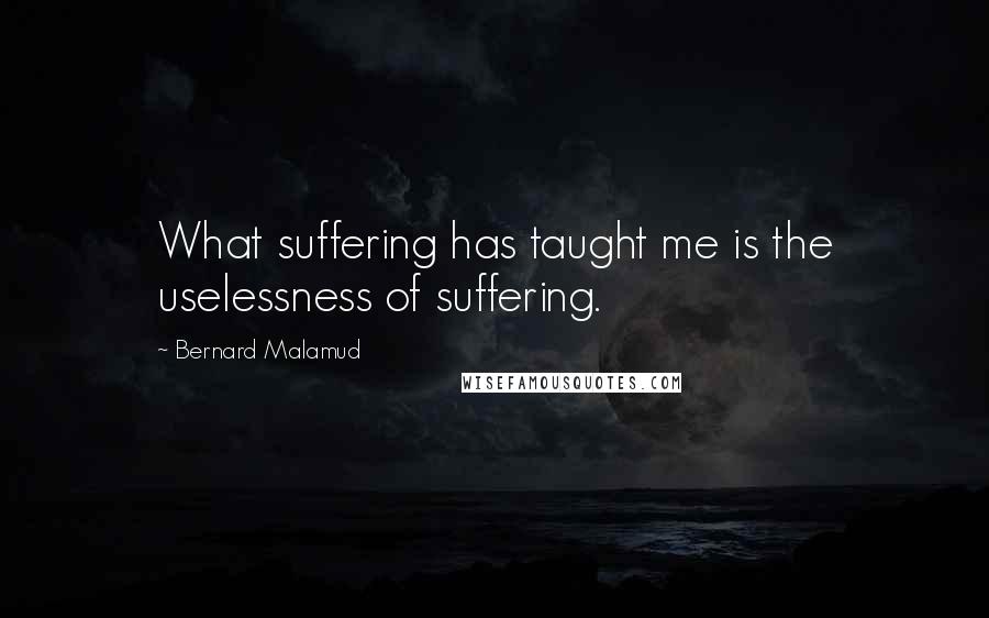 Bernard Malamud Quotes: What suffering has taught me is the uselessness of suffering.