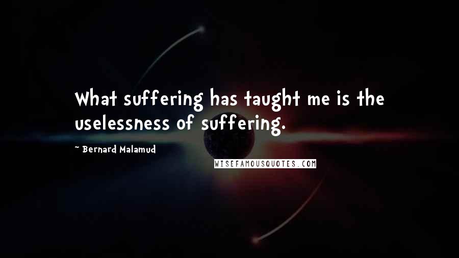 Bernard Malamud Quotes: What suffering has taught me is the uselessness of suffering.