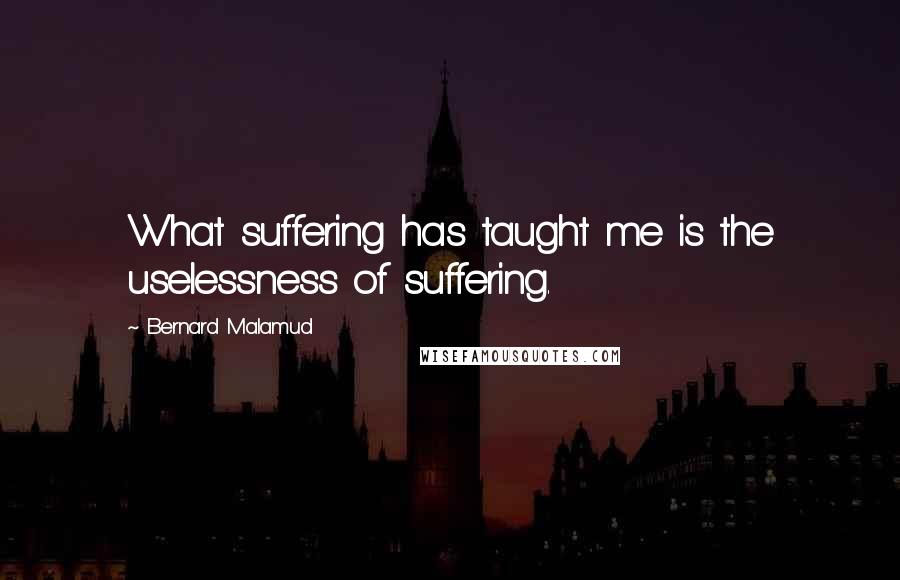 Bernard Malamud Quotes: What suffering has taught me is the uselessness of suffering.