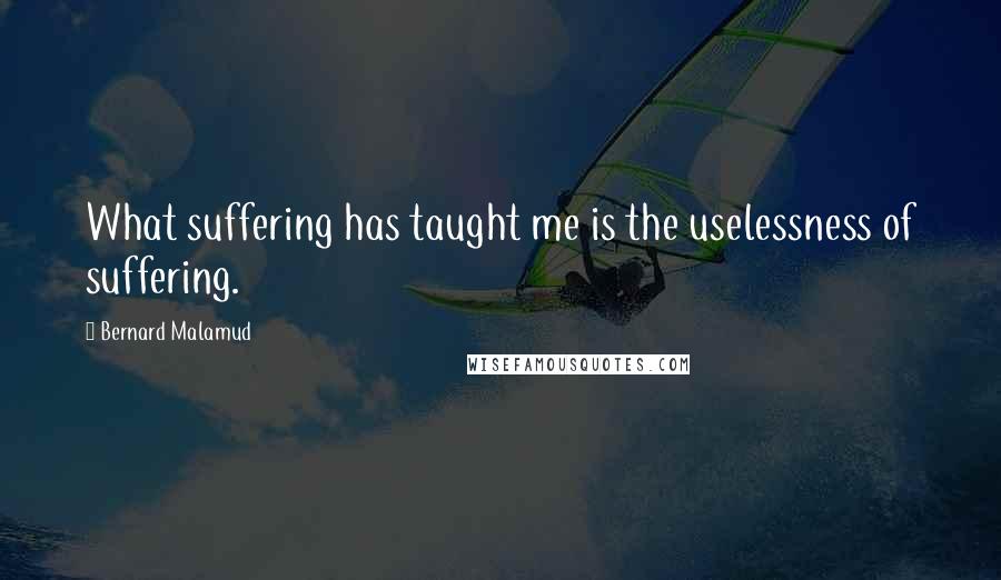 Bernard Malamud Quotes: What suffering has taught me is the uselessness of suffering.