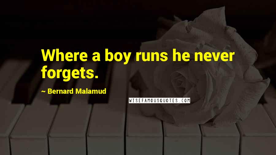 Bernard Malamud Quotes: Where a boy runs he never forgets.