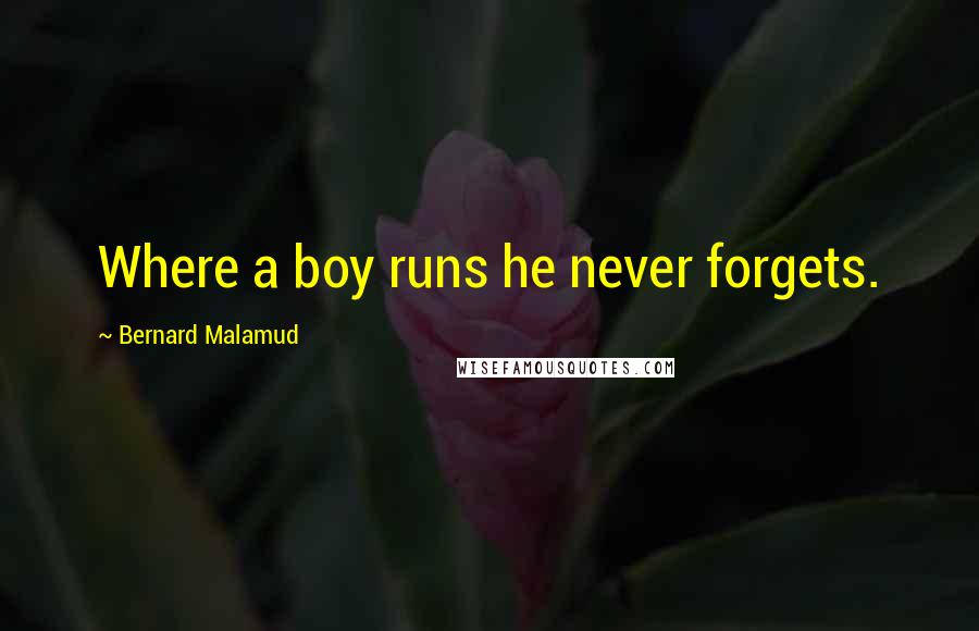 Bernard Malamud Quotes: Where a boy runs he never forgets.