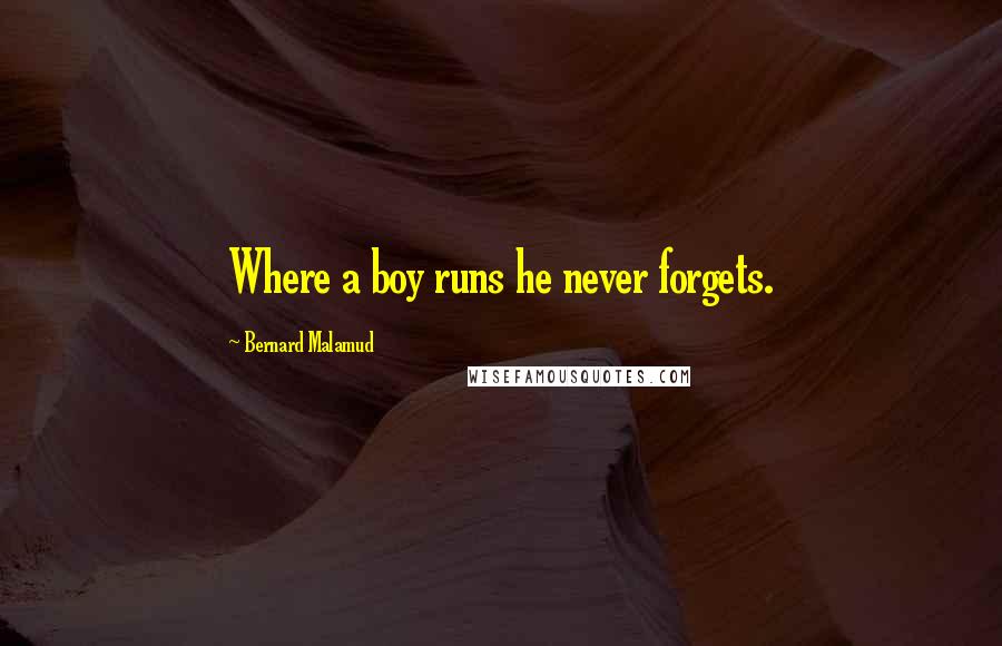 Bernard Malamud Quotes: Where a boy runs he never forgets.