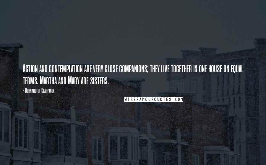 Bernard Of Clairvaux Quotes: Action and contemplation are very close companions; they live together in one house on equal terms. Martha and Mary are sisters.