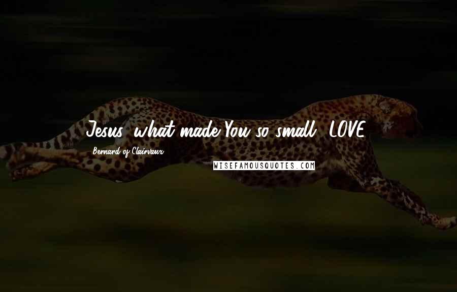 Bernard Of Clairvaux Quotes: Jesus, what made You so small? LOVE!