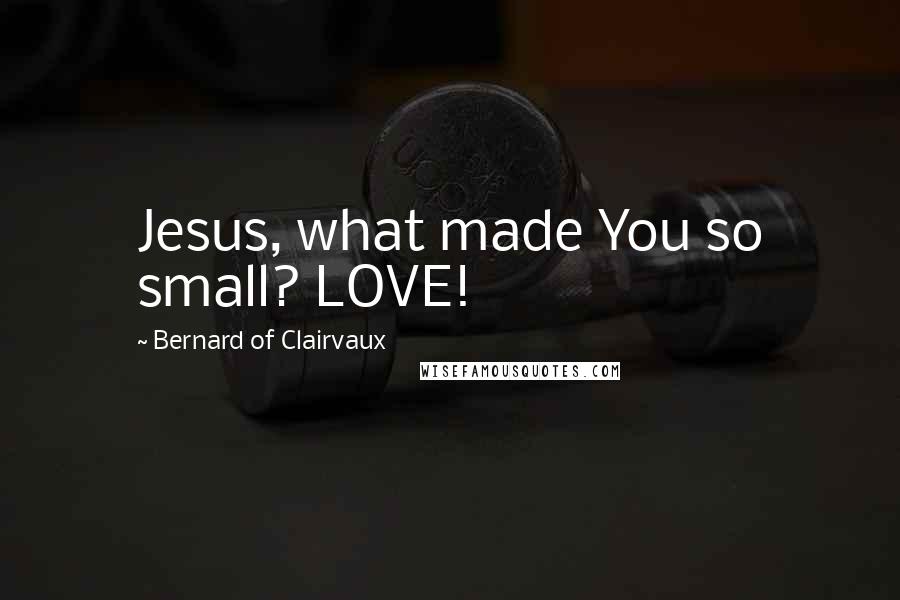 Bernard Of Clairvaux Quotes: Jesus, what made You so small? LOVE!