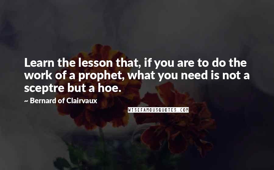 Bernard Of Clairvaux Quotes: Learn the lesson that, if you are to do the work of a prophet, what you need is not a sceptre but a hoe.