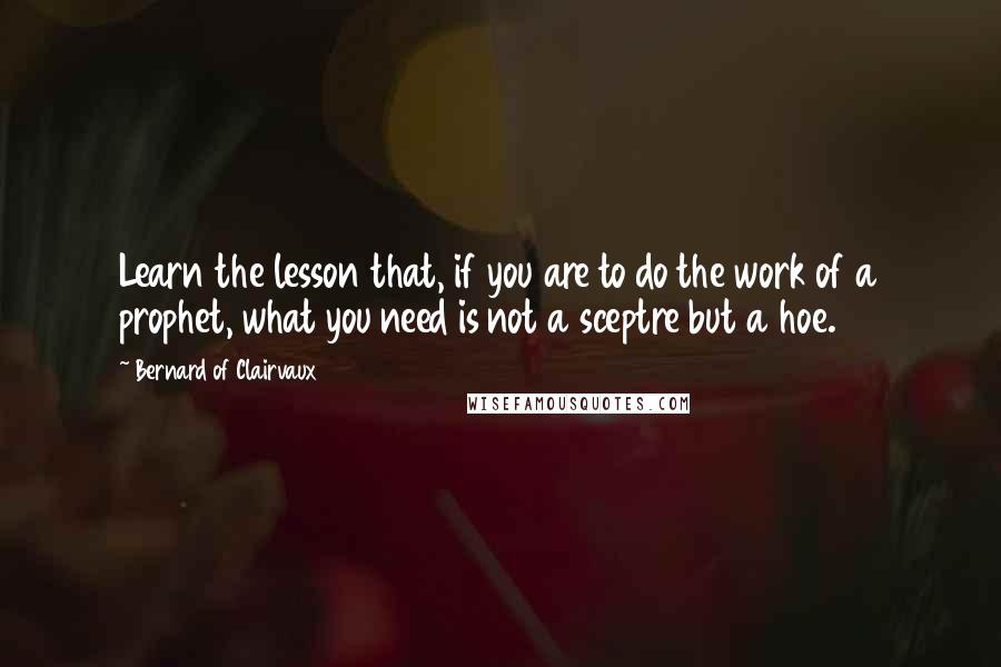 Bernard Of Clairvaux Quotes: Learn the lesson that, if you are to do the work of a prophet, what you need is not a sceptre but a hoe.