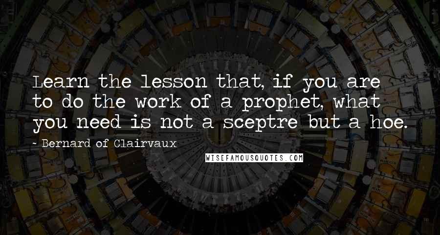 Bernard Of Clairvaux Quotes: Learn the lesson that, if you are to do the work of a prophet, what you need is not a sceptre but a hoe.