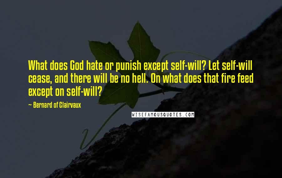 Bernard Of Clairvaux Quotes: What does God hate or punish except self-will? Let self-will cease, and there will be no hell. On what does that fire feed except on self-will?