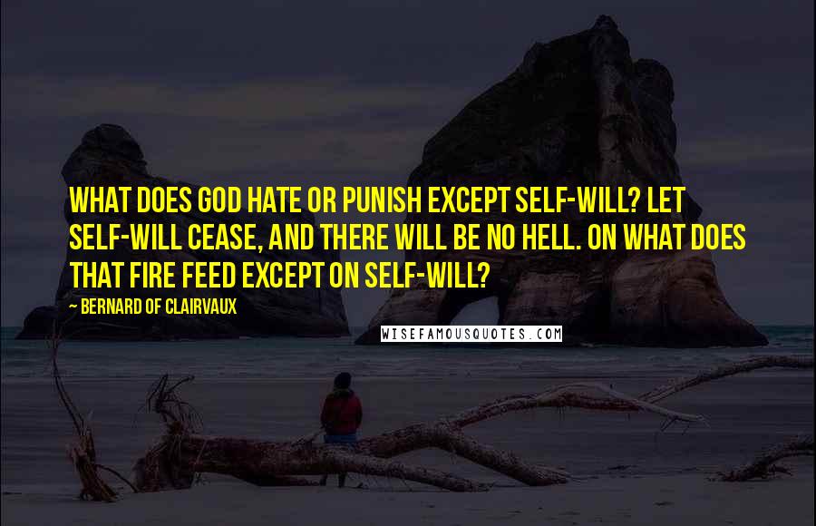 Bernard Of Clairvaux Quotes: What does God hate or punish except self-will? Let self-will cease, and there will be no hell. On what does that fire feed except on self-will?