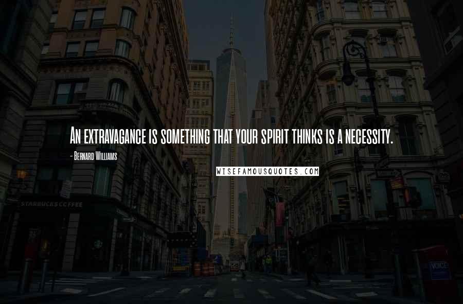 Bernard Williams Quotes: An extravagance is something that your spirit thinks is a necessity.