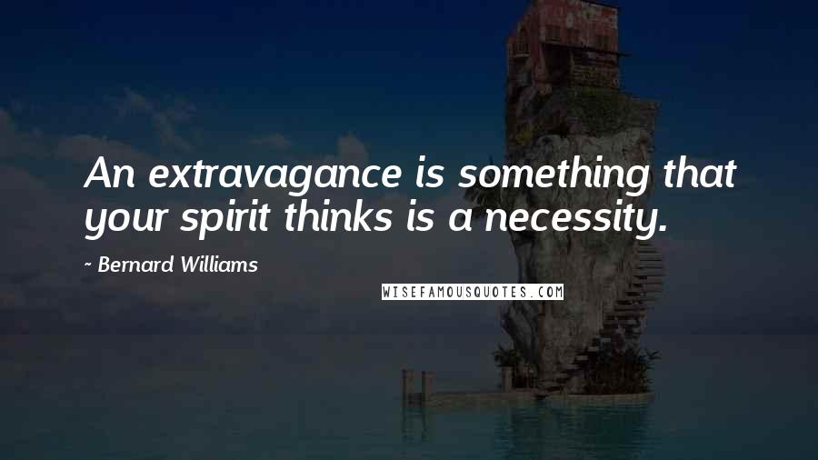 Bernard Williams Quotes: An extravagance is something that your spirit thinks is a necessity.