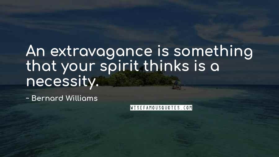 Bernard Williams Quotes: An extravagance is something that your spirit thinks is a necessity.