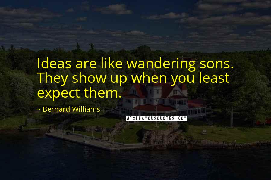 Bernard Williams Quotes: Ideas are like wandering sons. They show up when you least expect them.