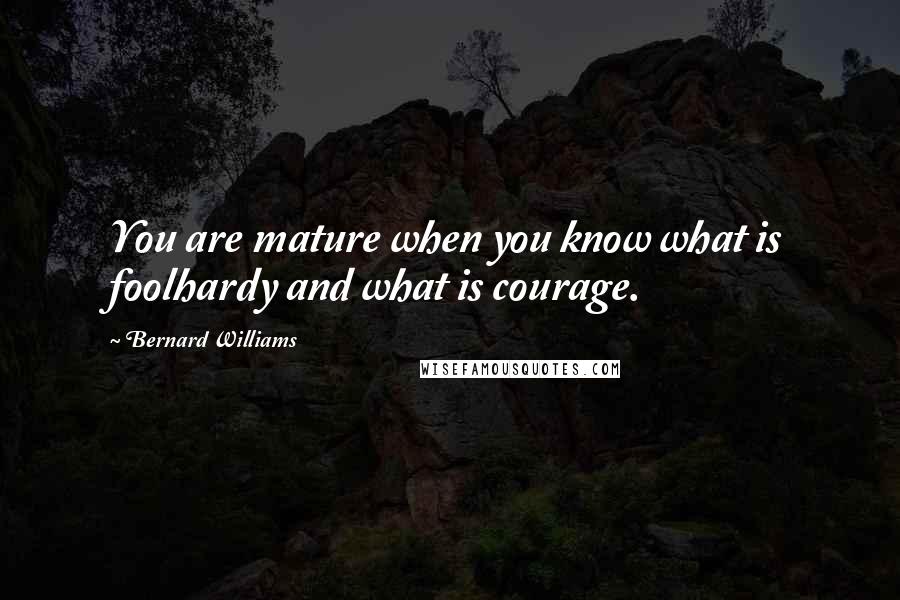 Bernard Williams Quotes: You are mature when you know what is foolhardy and what is courage.