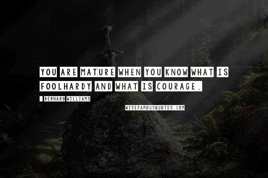 Bernard Williams Quotes: You are mature when you know what is foolhardy and what is courage.